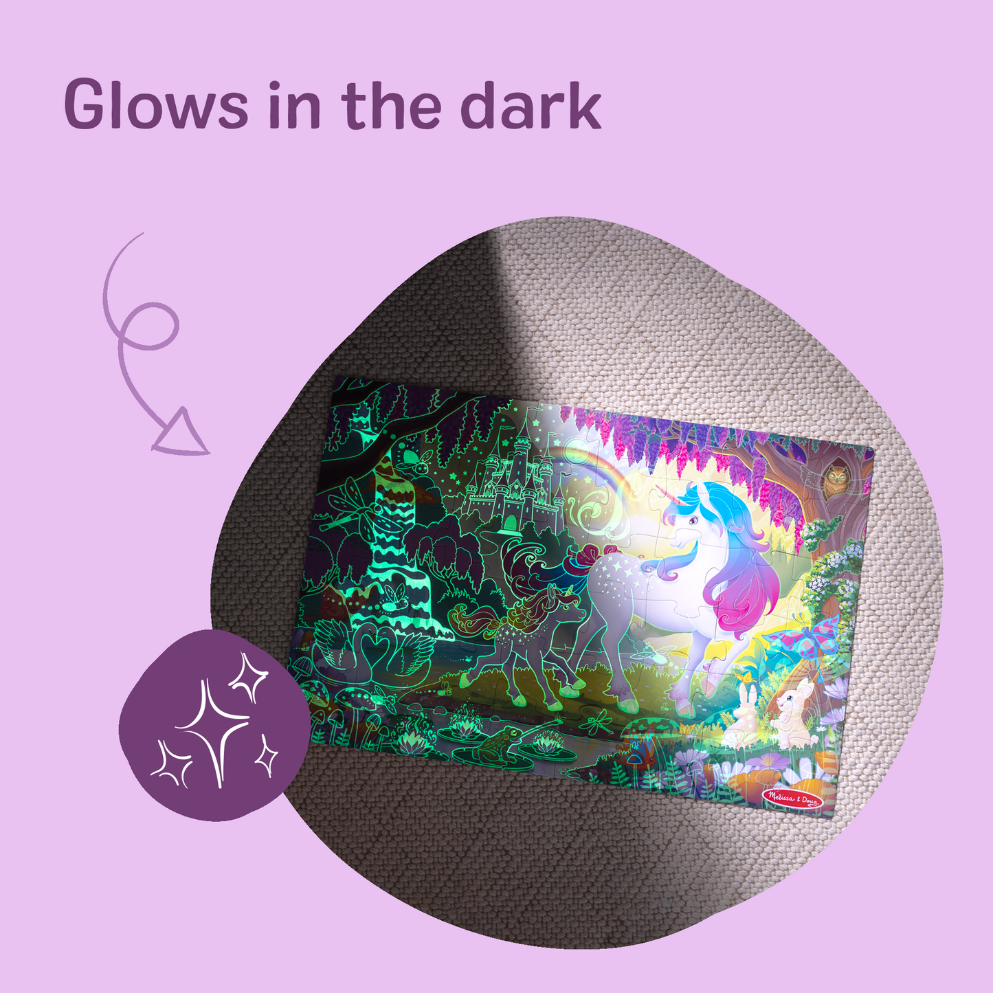 Glow-in-the-Dark Unicorn Floor Puzzle - 48 Pieces