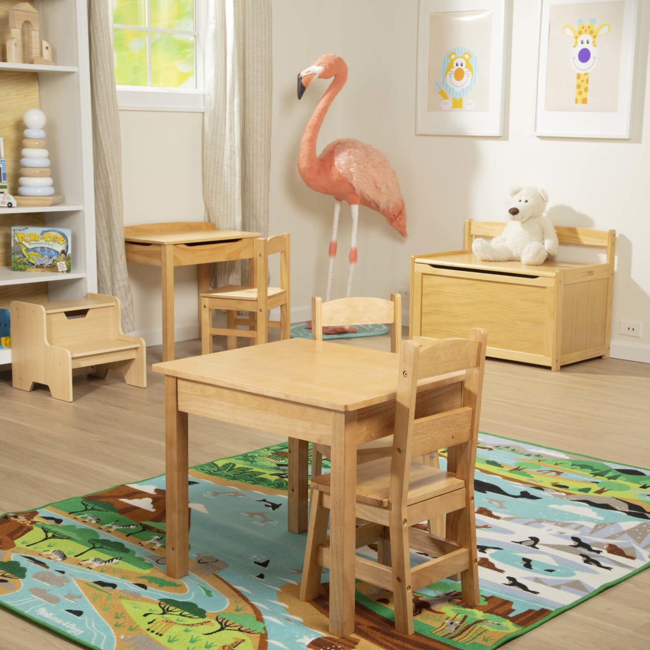 Wooden Table & Chairs - Natural