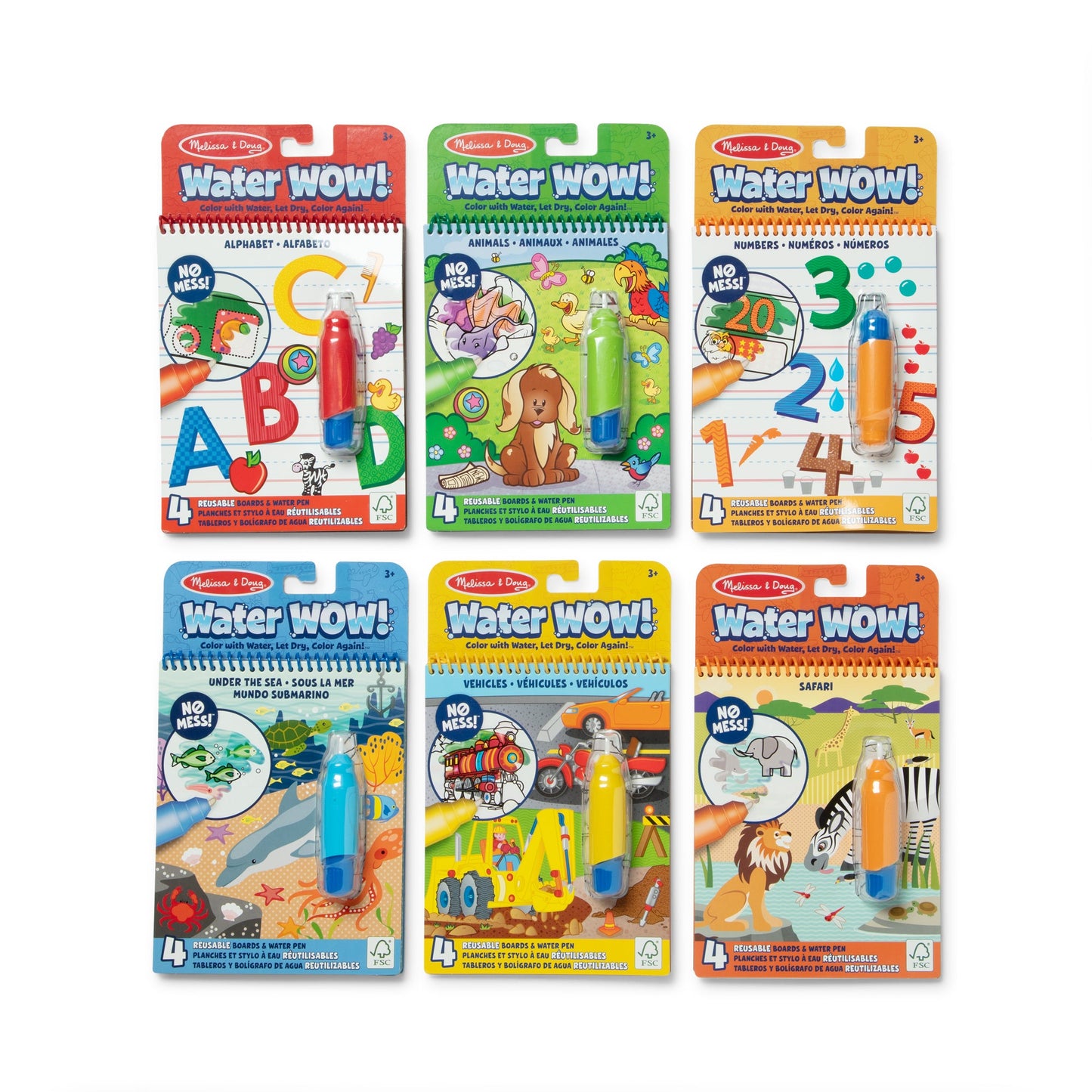 Water WOW! 6-Pack – Animals, Vehicles, Alphabet, Numbers, Safari, Under the Sea