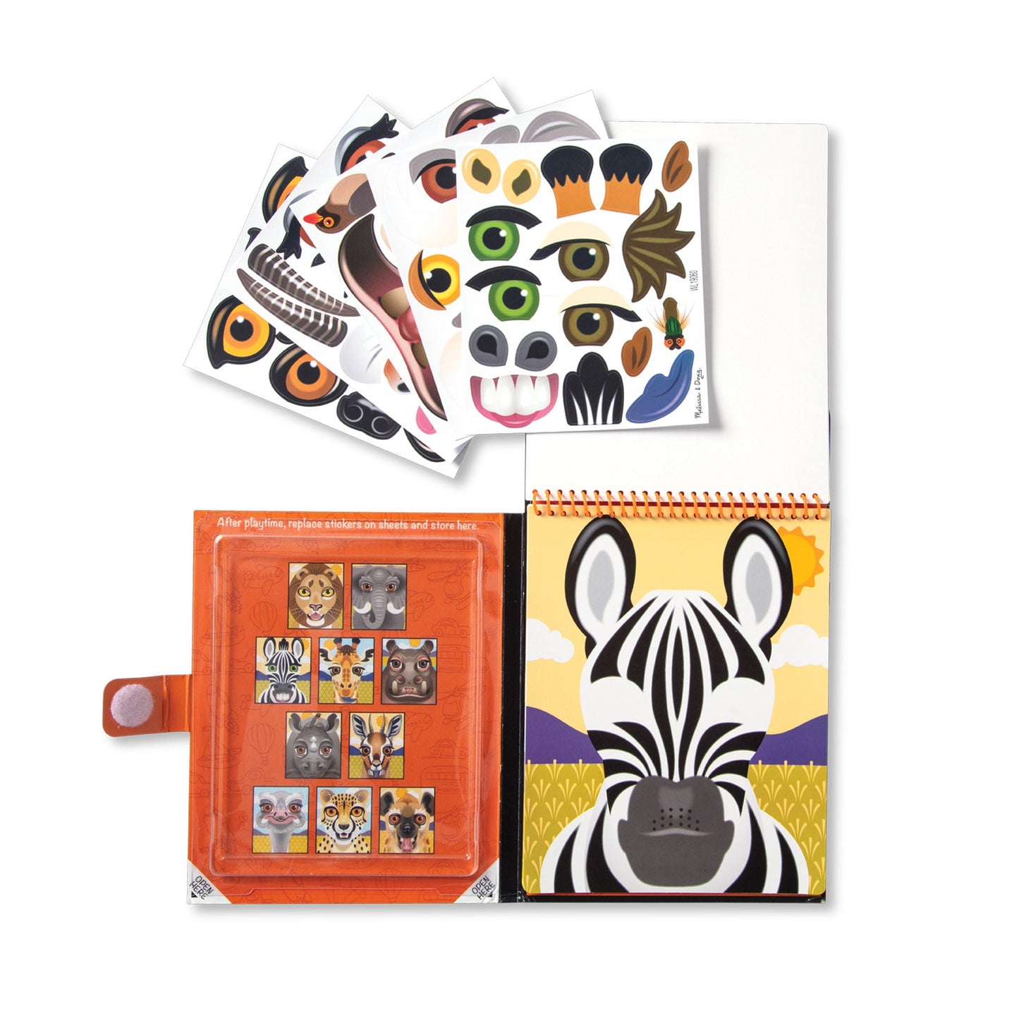 Make-A-Face Reusable Sticker Pad 3-Pack: Safari, Farm, Pets