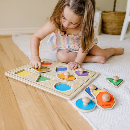 Geometric Shapes Deluxe Jumbo Peg Puzzle - 8 Pieces